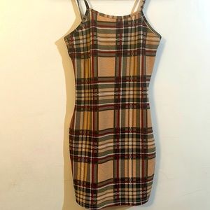 Spaghetti strap burberry vibes dress colours and pattern similarities